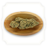 Load image into Gallery viewer, Slurp CBD flower close up in wooden bowl on white background
